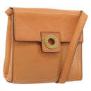 CELINE Circle Shoulder Bag Leather Orange Gold Auth 190471A-1