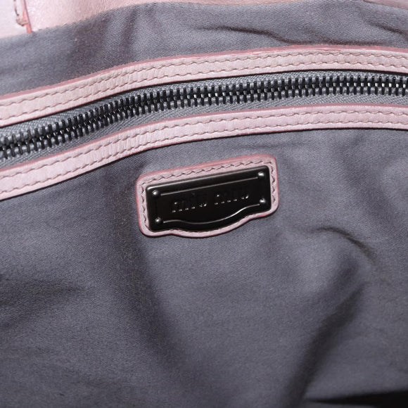 Miu Miu Hand Bag Leather Pink Silver Auth 190473A