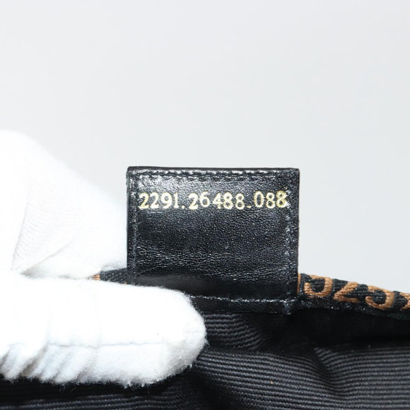 FENDI Hand Bag Canvas Black Gold Auth 190474