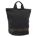FENDI Hand Bag Canvas Black Gold Auth 190474-1
