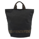 FENDI Hand Bag Canvas Black Gold Auth 190474-13
