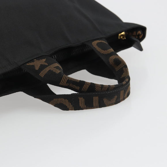 FENDI Hand Bag Canvas Black Gold Auth 190474