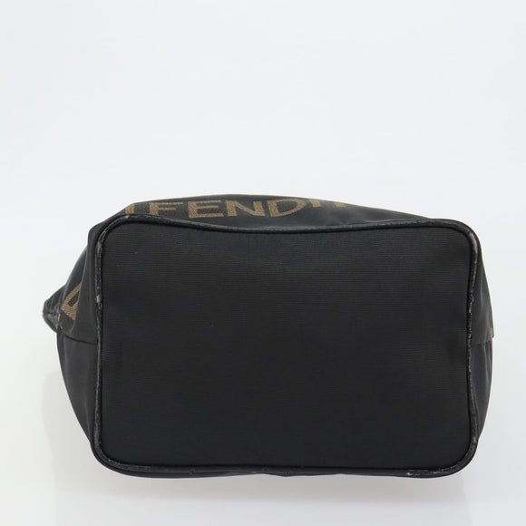 FENDI Hand Bag Canvas Black Gold Auth 190474