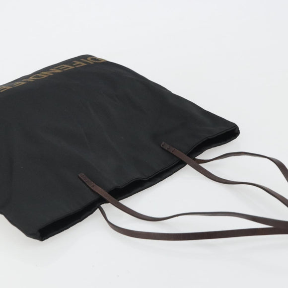 FENDI Tote Bag Canvas Black Gold Auth 190475