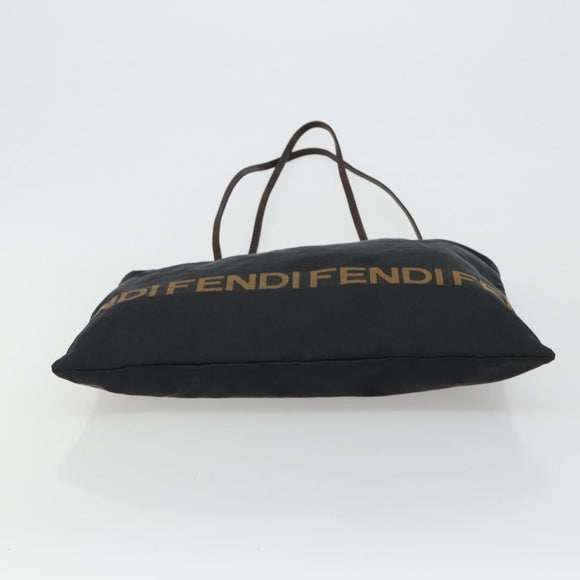 FENDI Tote Bag Canvas Black Gold Auth 190475