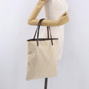 FENDI Zucca Canvas Tote Bag Beige Silver Auth 190476A-23