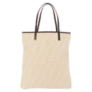 FENDI Zucca Canvas Tote Bag Beige Silver Auth 190476A-13
