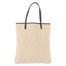 FENDI Zucca Canvas Tote Bag Beige Silver Auth 190476A-2