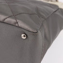 CHANEL Paris Biarritz PM Hand Bag PVC Canvas Gray Silver CC Auth 190477A-14