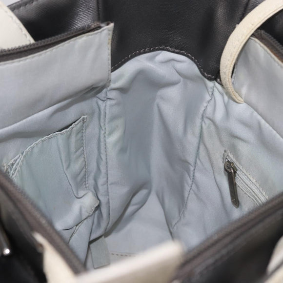 CHANEL Paris Biarritz PM Hand Bag PVC Canvas Gray Silver CC Auth 190477A