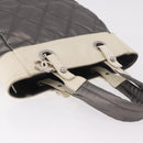 CHANEL Paris Biarritz PM Hand Bag PVC Canvas Gray Silver CC Auth 190477A-6