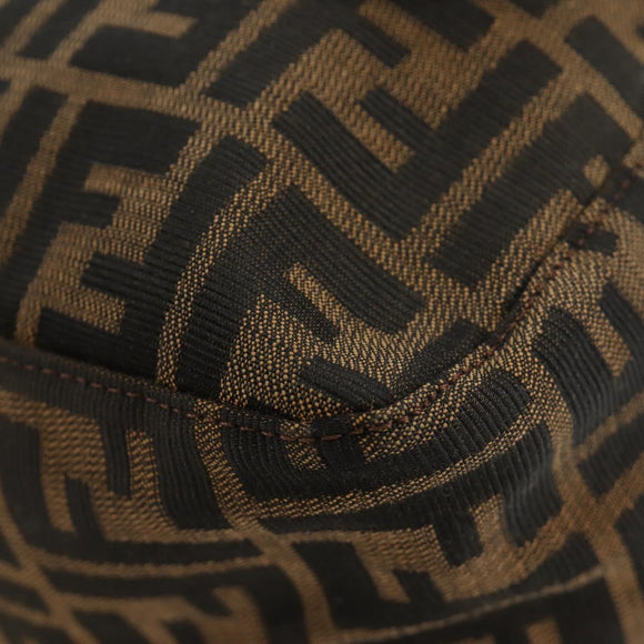 FENDI Zucca Canvas Mamma Baguette Shoulder Bag Black Brown Auth 190478V