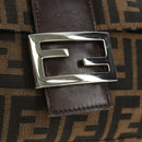 FENDI Zucca Canvas Mamma Baguette Shoulder Bag Black Brown Auth 190478V-19