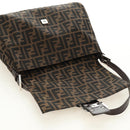 FENDI Zucca Canvas Mamma Baguette Shoulder Bag Black Brown Auth 190478V-20