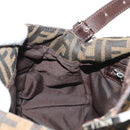 FENDI Zucca Canvas Mamma Baguette Shoulder Bag Black Brown Auth 190478V-22