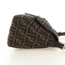 FENDI Zucca Canvas Mamma Baguette Shoulder Bag Black Brown Auth 190478V-4