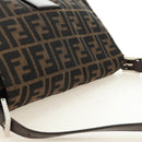 FENDI Zucca Canvas Mamma Baguette Shoulder Bag Black Brown Auth 190478V-6