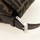 FENDI Zucca Canvas Mamma Baguette Shoulder Bag Black Brown Auth 190478V-8