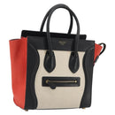 CELINE Luggage Micro Shopper Hand Bag Canvas Beige Gold Auth 190479A-1