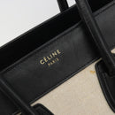 CELINE Luggage Micro Shopper Hand Bag Canvas Beige Gold Auth 190479A-18