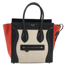 CELINE Luggage Micro Shopper Hand Bag Canvas Beige Gold Auth 190479A-13