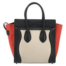 CELINE Luggage Micro Shopper Hand Bag Canvas Beige Gold Auth 190479A-2