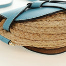 LOEWE Gate Bag Shoulder Bag Raffia Light Blue Gold Auth 190481M-15