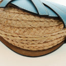 LOEWE Gate Bag Shoulder Bag Raffia Light Blue Gold Auth 190481M-16