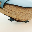 LOEWE Gate Bag Shoulder Bag Raffia Light Blue Gold Auth 190481M-17