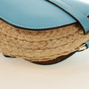LOEWE Gate Bag Shoulder Bag Raffia Light Blue Gold Auth 190481M-18