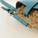 LOEWE Gate Bag Shoulder Bag Raffia Light Blue Gold Auth 190481M-8