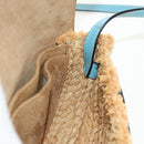 LOEWE Gate Bag Shoulder Bag Raffia Light Blue Gold Auth 190481M-21
