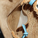 LOEWE Gate Bag Shoulder Bag Raffia Light Blue Gold Auth 190481M-23