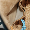 LOEWE Gate Bag Shoulder Bag Raffia Light Blue Gold Auth 190481M-11