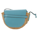 LOEWE Gate Bag Shoulder Bag Raffia Light Blue Gold Auth 190481M-2