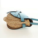 LOEWE Gate Bag Shoulder Bag Raffia Light Blue Gold Auth 190481M-4
