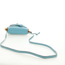 LOEWE Gate Bag Shoulder Bag Raffia Light Blue Gold Auth 190481M-7