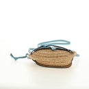 LOEWE Gate Bag Shoulder Bag Raffia Light Blue Gold Auth 190481M-5