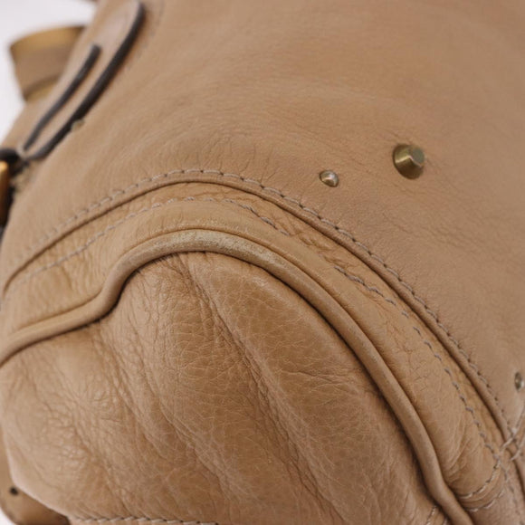 Chloe Paddington Hand Bag Leather Beige Gold Silver Auth 190482V