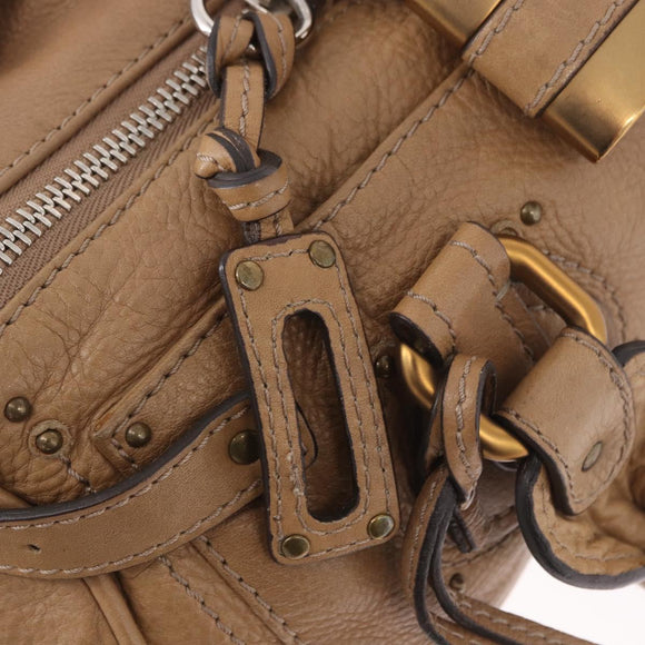 Chloe Paddington Hand Bag Leather Beige Gold Silver Auth 190482V