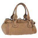 Chloe Paddington Hand Bag Leather Beige Gold Silver Auth 190482V-1