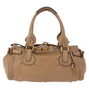 Chloe Paddington Hand Bag Leather Beige Gold Silver Auth 190482V-13