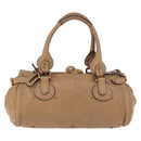 Chloe Paddington Hand Bag Leather Beige Gold Silver Auth 190482V-2