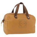 LOEWE Boston Bag Leather Beige Gold Auth 190483A-1
