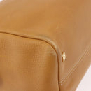 LOEWE Boston Bag Leather Beige Gold Auth 190483A-10