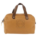 LOEWE Boston Bag Leather Beige Gold Auth 190483A-13