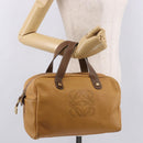 LOEWE Boston Bag Leather Beige Gold Auth 190483A-22