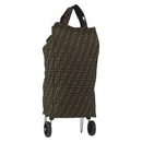 FENDI Zucca Canvas Carry Bag Black Brown Auth 190485-1