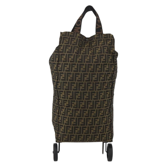FENDI Zucca Canvas Carry Bag Black Brown Auth 190485