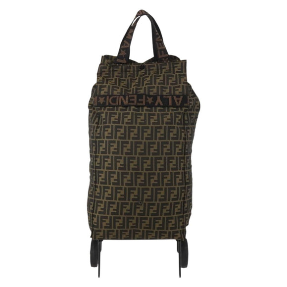 FENDI Zucca Canvas Carry Bag Black Brown Auth 190485